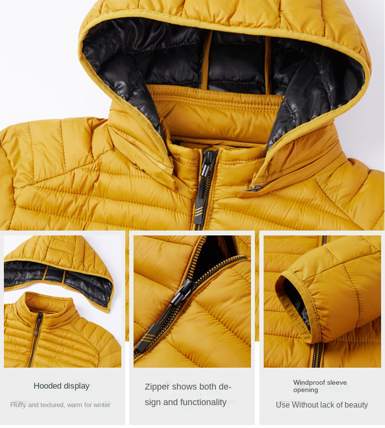 yellow warm waterproof padded jacket