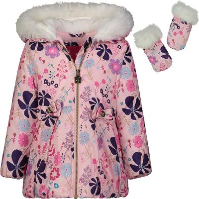 Baby girls winter outwear with hoodie children padded coat