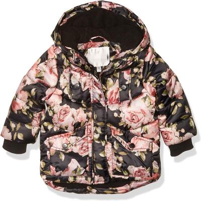 Baby Girls Quilted Flower Pattern Fashion Winter Coat Puffer Jacket