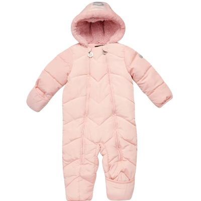 Baby Girls Pram Jumpsuit Quilted Polar Fleece Lined Snowsuit Overalls