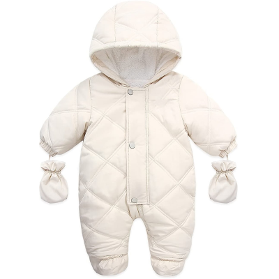 Baby Winter Snowsuit Fleece Rompers Warm Hooded Down Jacket with Mittens Shoes