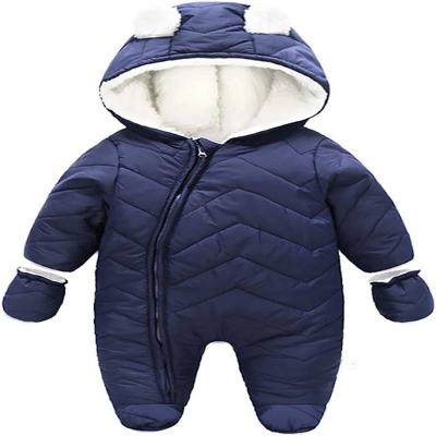 Baby Boy Girl Winter Hooded Snowsuit Romper Zipper Padding Bodysuit Infant